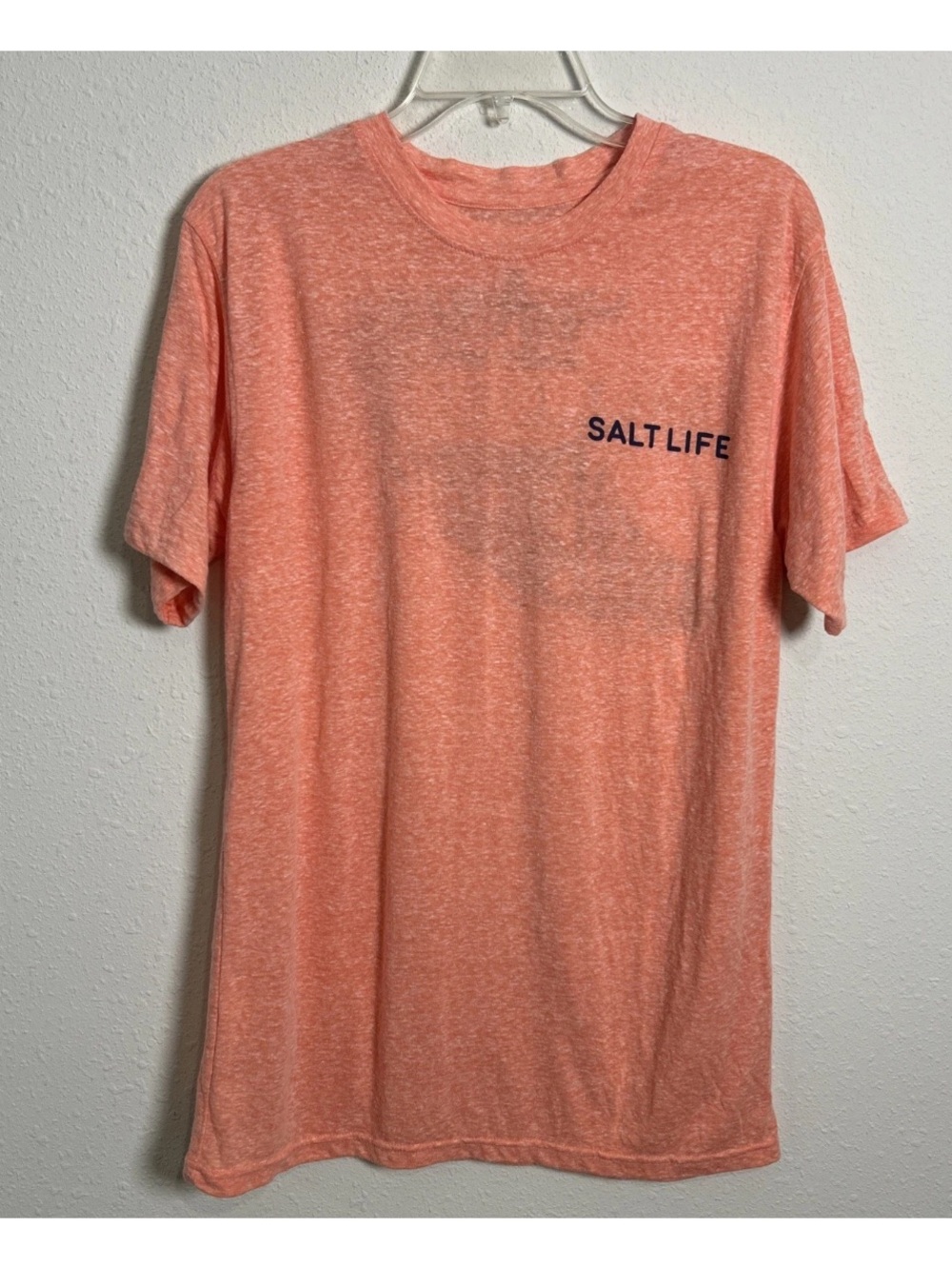 Salt Life Fish Surf Dive Men’s Medium Graphic T-Shirt Pink Orange Double Sided